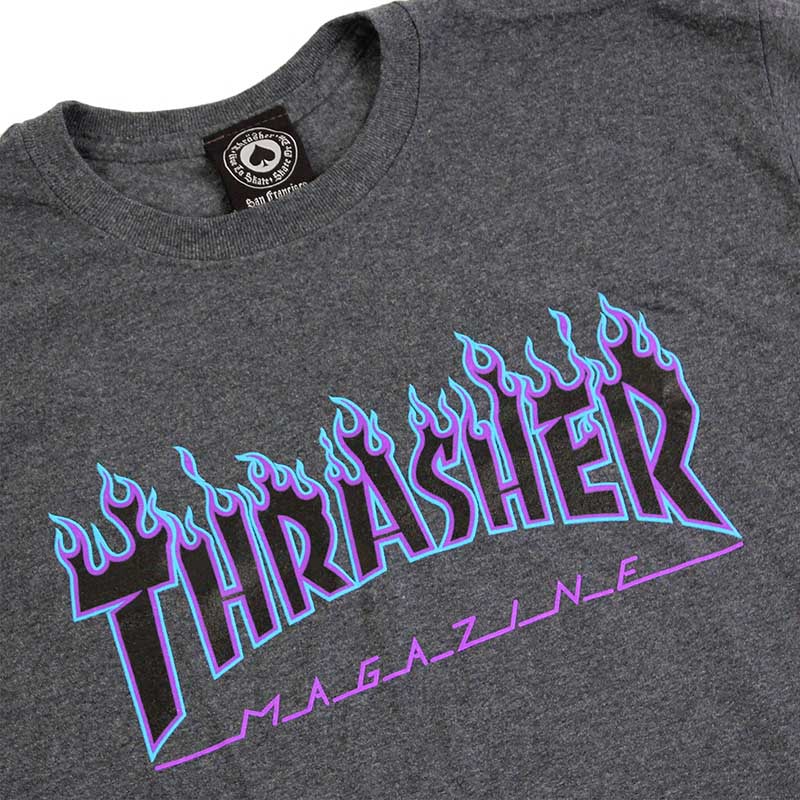 Grey and 2024 blue thrasher shirt